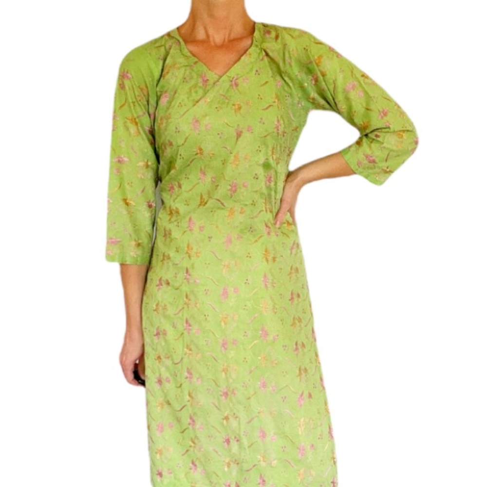 Vintage embroidered green salwar kameez tunic style blouse